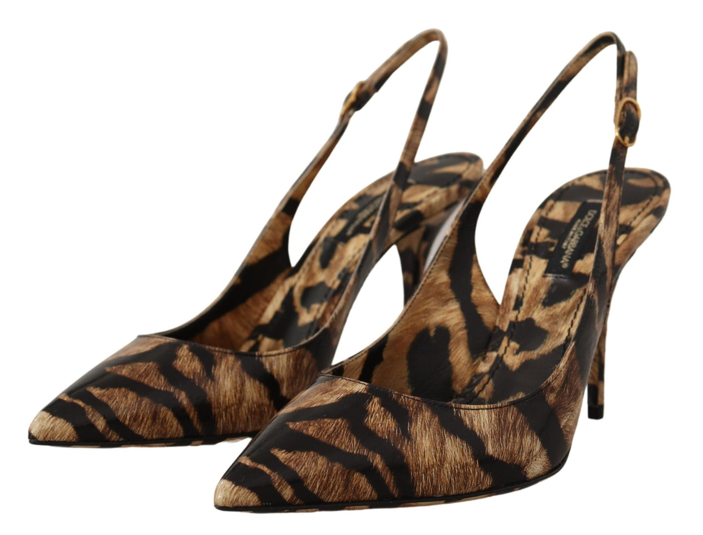 Кафяви кожени обувки Dolce & Gabbana Tiger