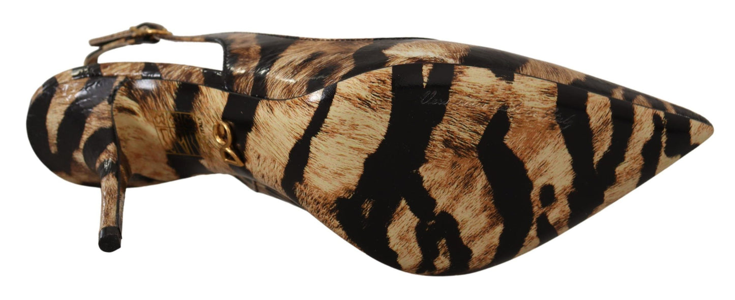 Кафяви кожени обувки Dolce & Gabbana Tiger