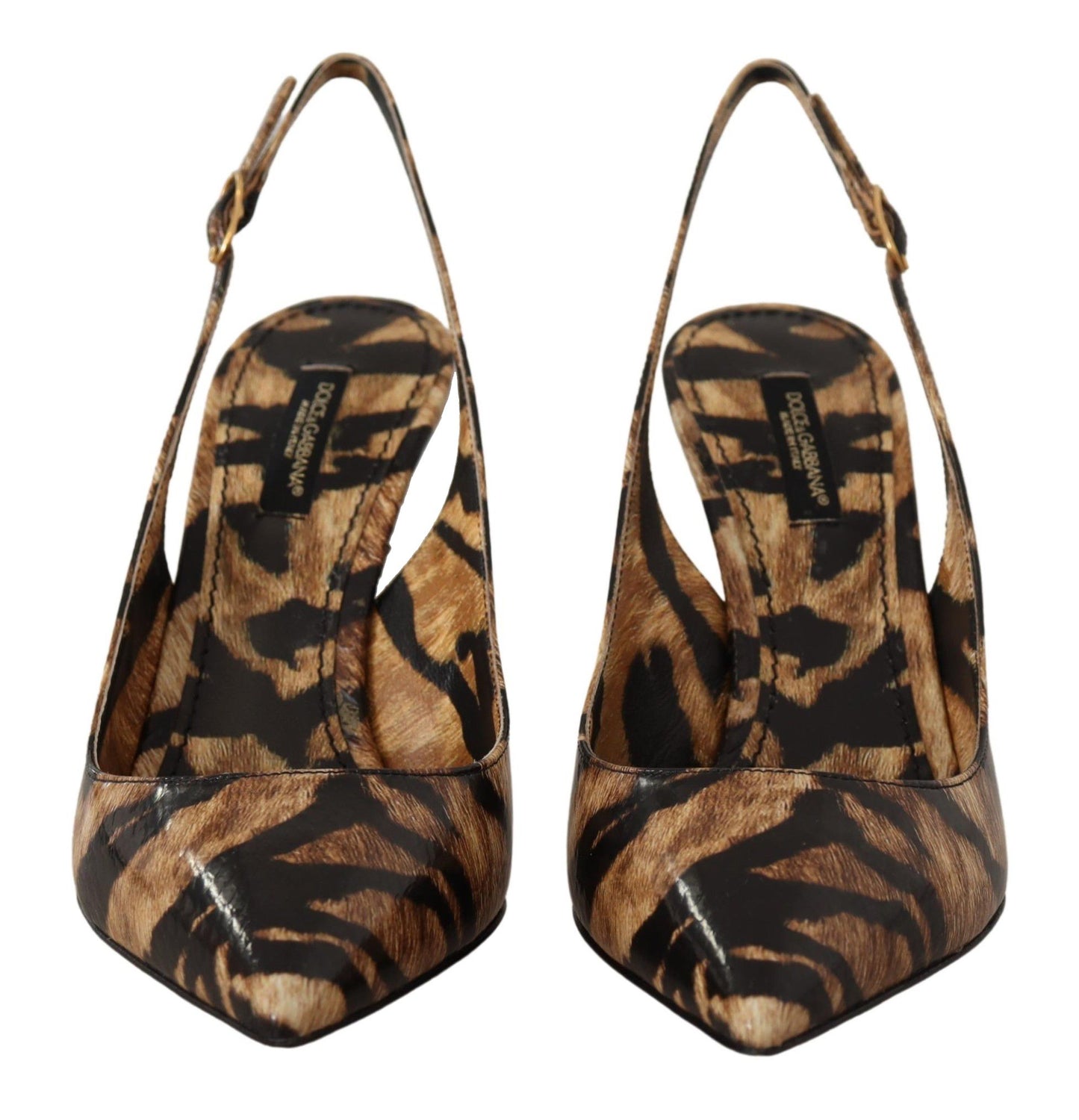 Кафяви кожени обувки Dolce & Gabbana Tiger