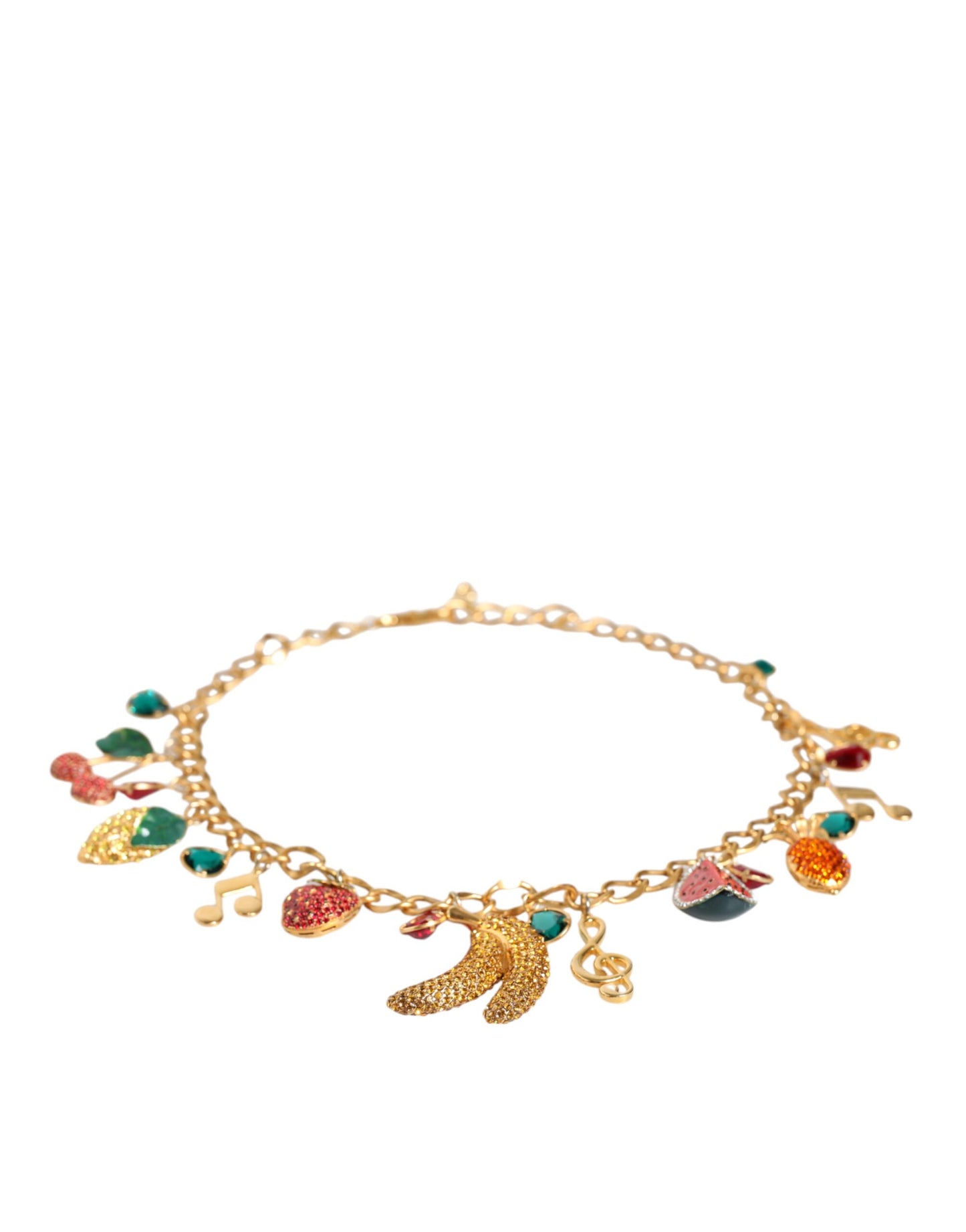 Колан с верижка за талията Dolce & Gabbana в златист цвят и месинг, украсен с плодови кристали