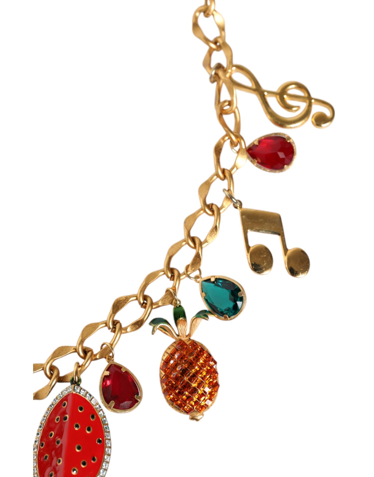 Колан с верижка за талията Dolce & Gabbana в златист цвят и месинг, украсен с плодови кристали
