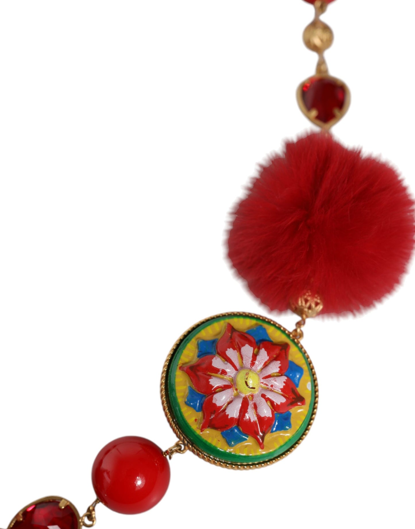 Колан за тореро Dolce & Gabbana с кристали и златен месинг и червена кожа