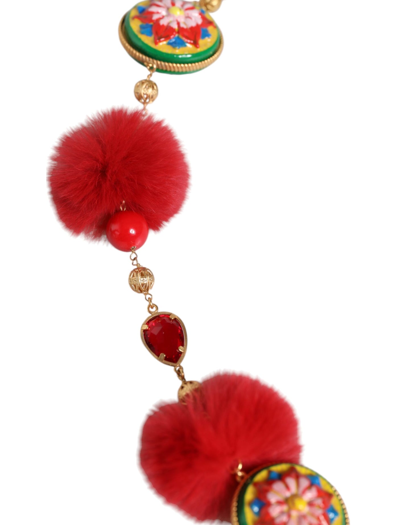 Колан за тореро Dolce & Gabbana с кристали и златен месинг и червена кожа