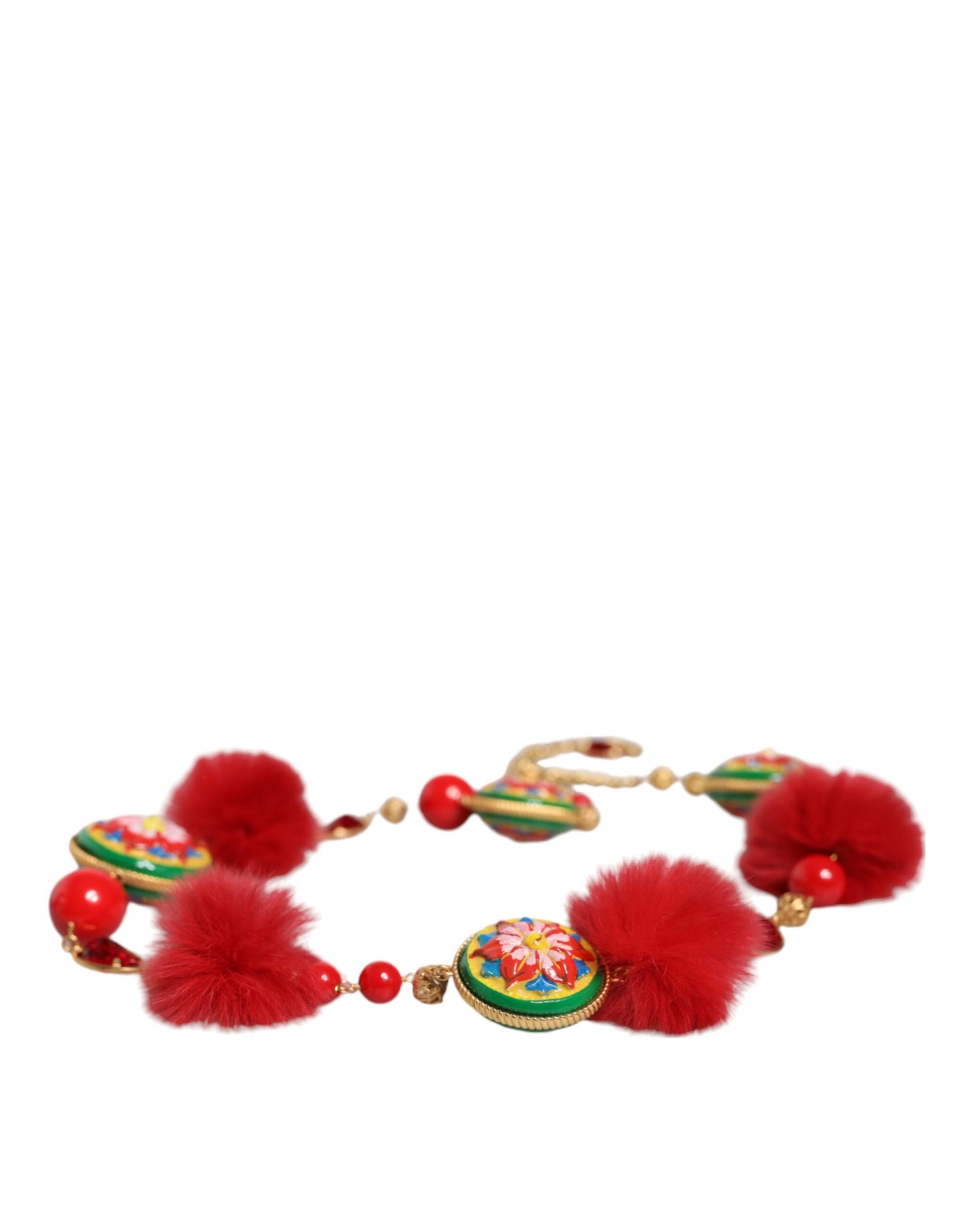 Колан за тореро Dolce & Gabbana с кристали и златен месинг и червена кожа