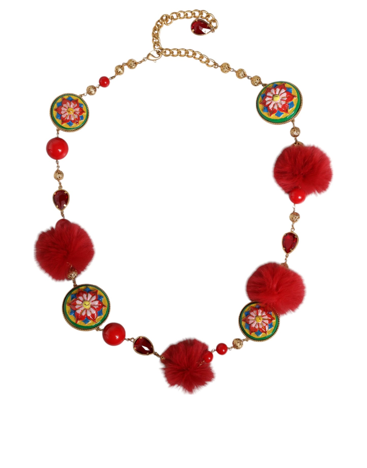 Колан за тореро Dolce & Gabbana с кристали и златен месинг и червена кожа