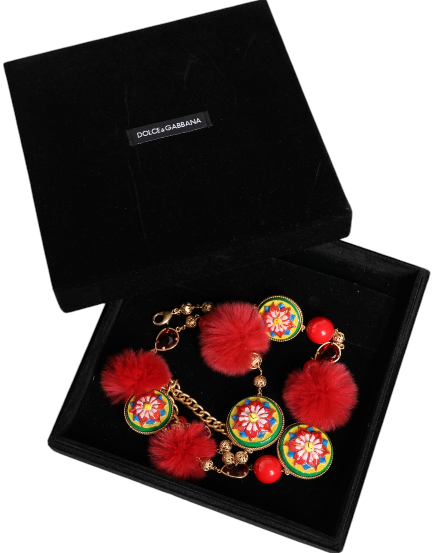 Колан за тореро Dolce & Gabbana с кристали и златен месинг и червена кожа