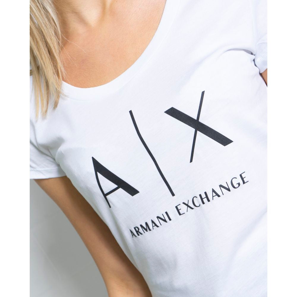 Бяла памучна тениска Armani Exchange