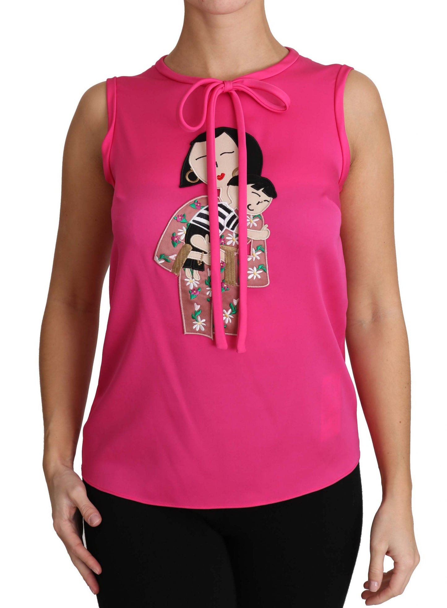 Dolce & Gabbana Pink Family Silk Tank Mama Blouse Top Shirt