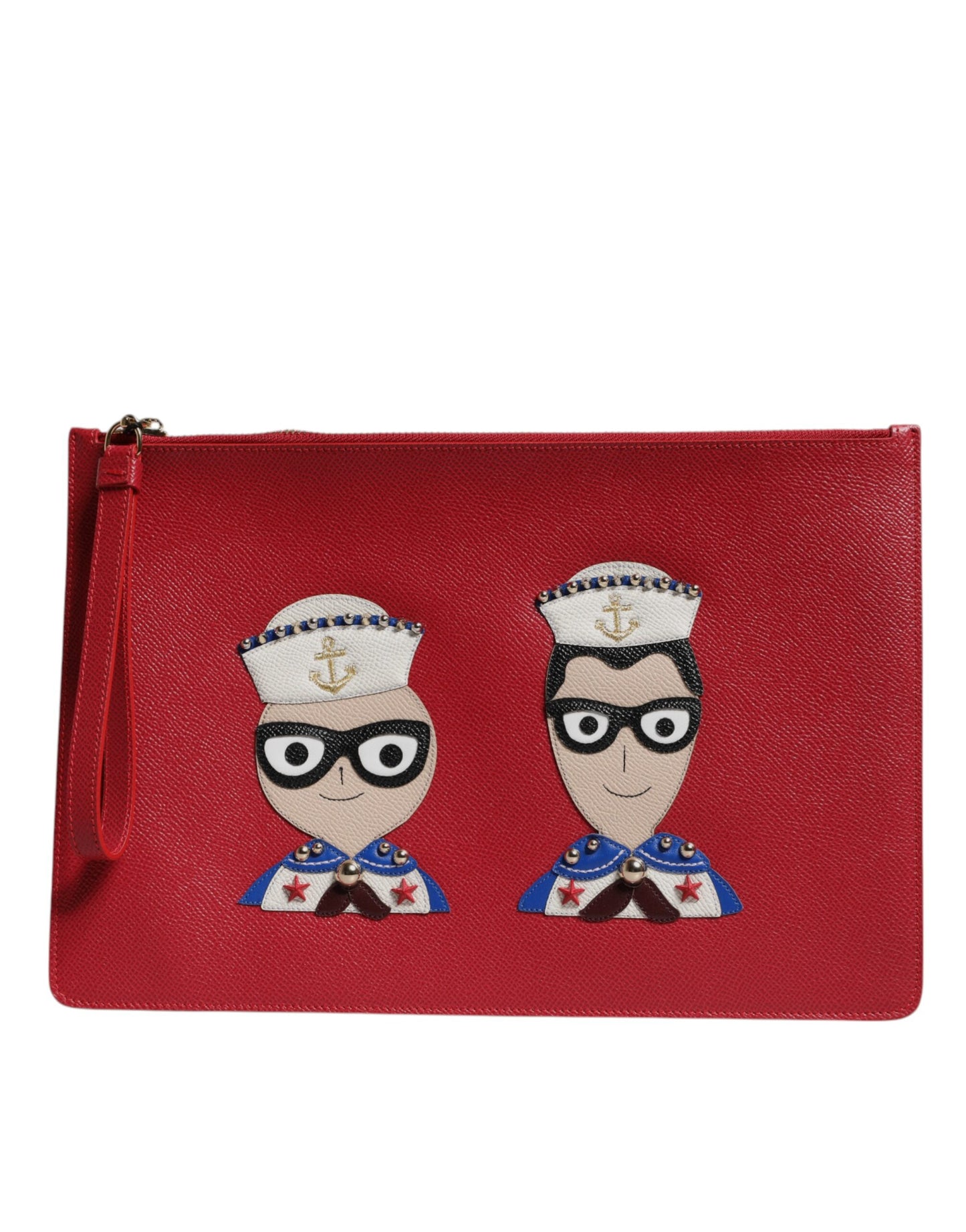 Червена кожена чанта с украса #DGFamily Dolce & Gabbana