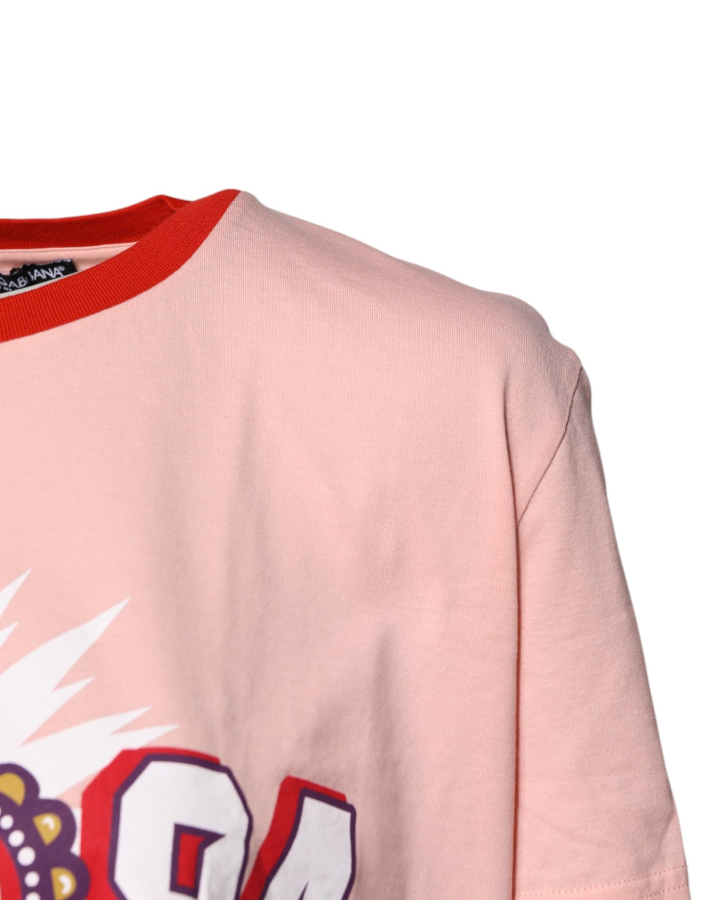 Dolce & Gabbana Pink D&G 84 Print Cotton Crew Neck T-shirt