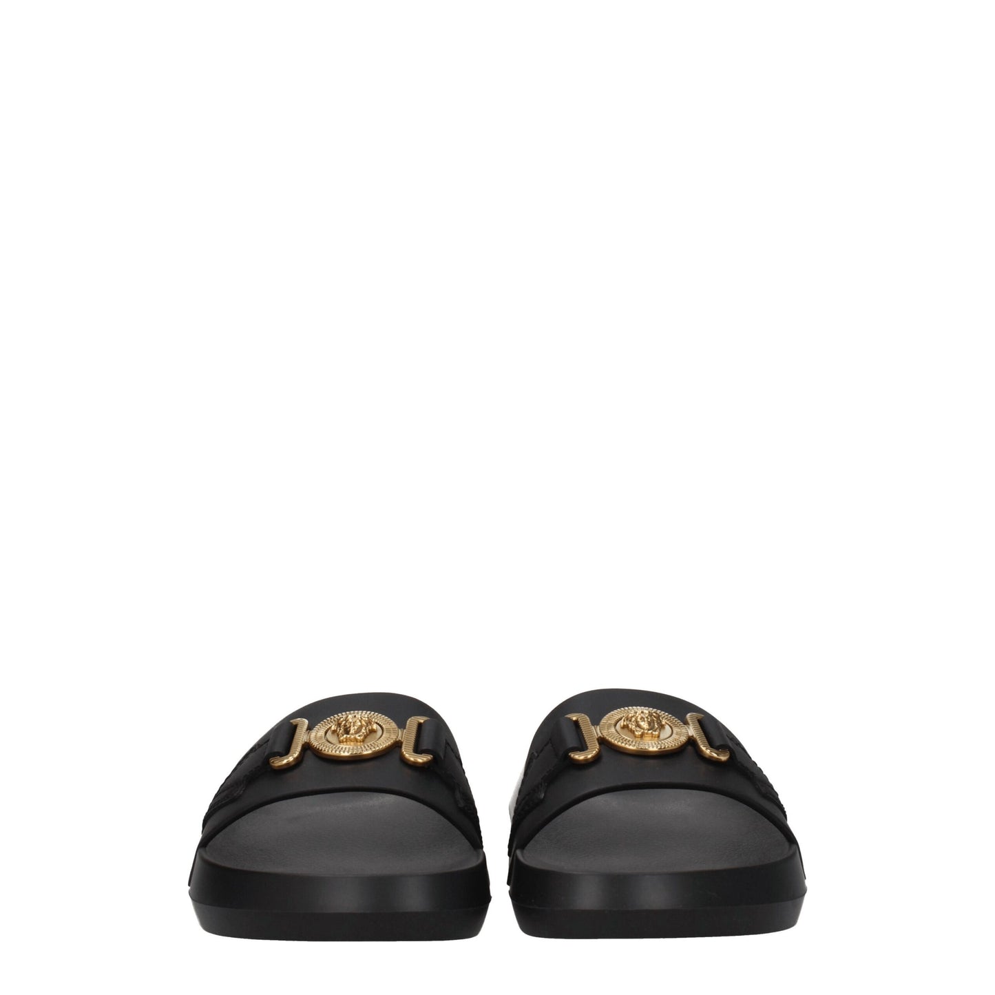 Черни кожени чехли Versace