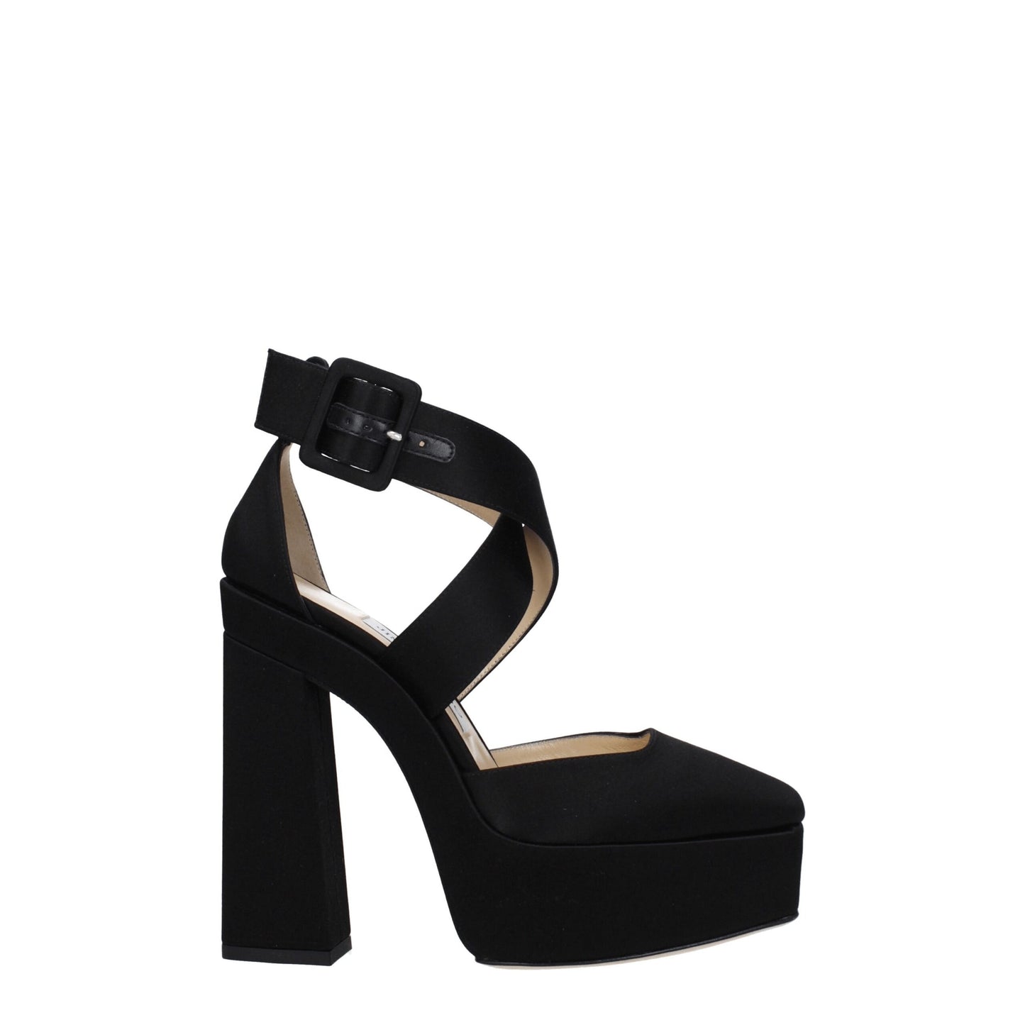 Черни сатенени платформи Jimmy Choo
