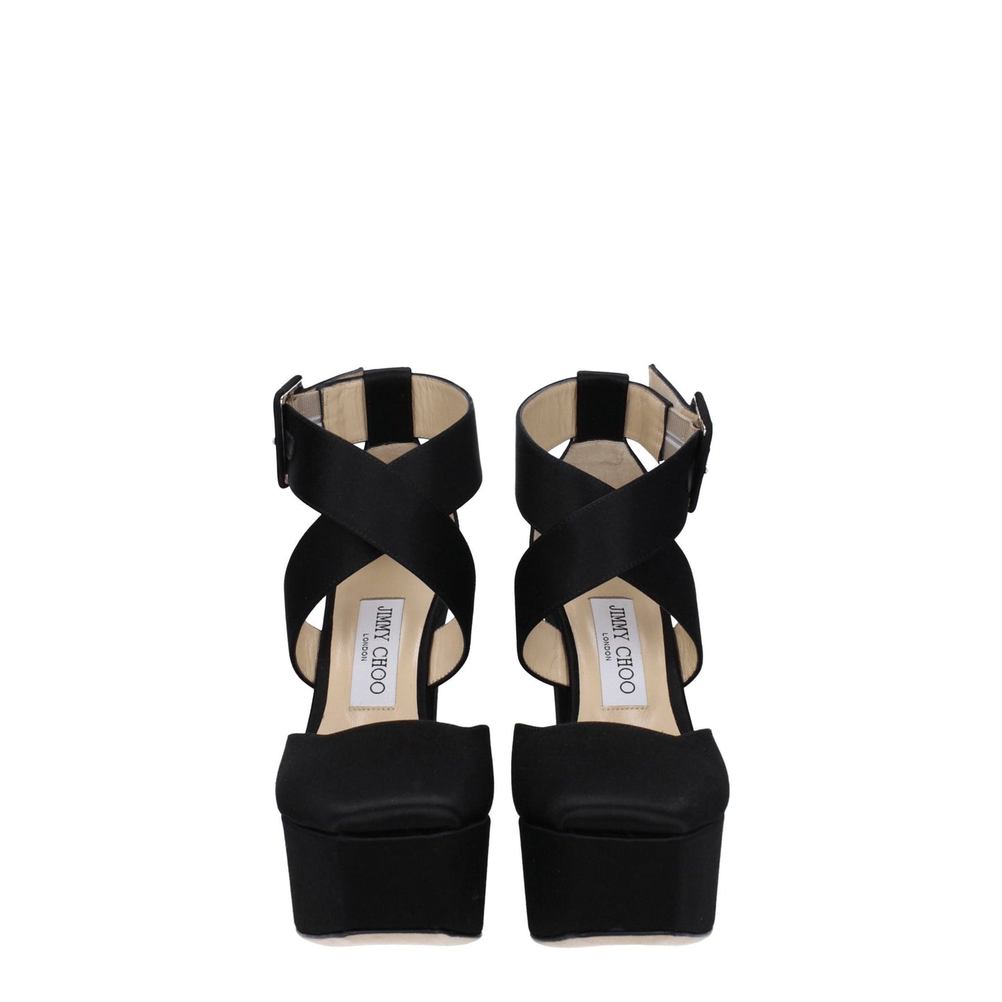 Черни сатенени платформи Jimmy Choo