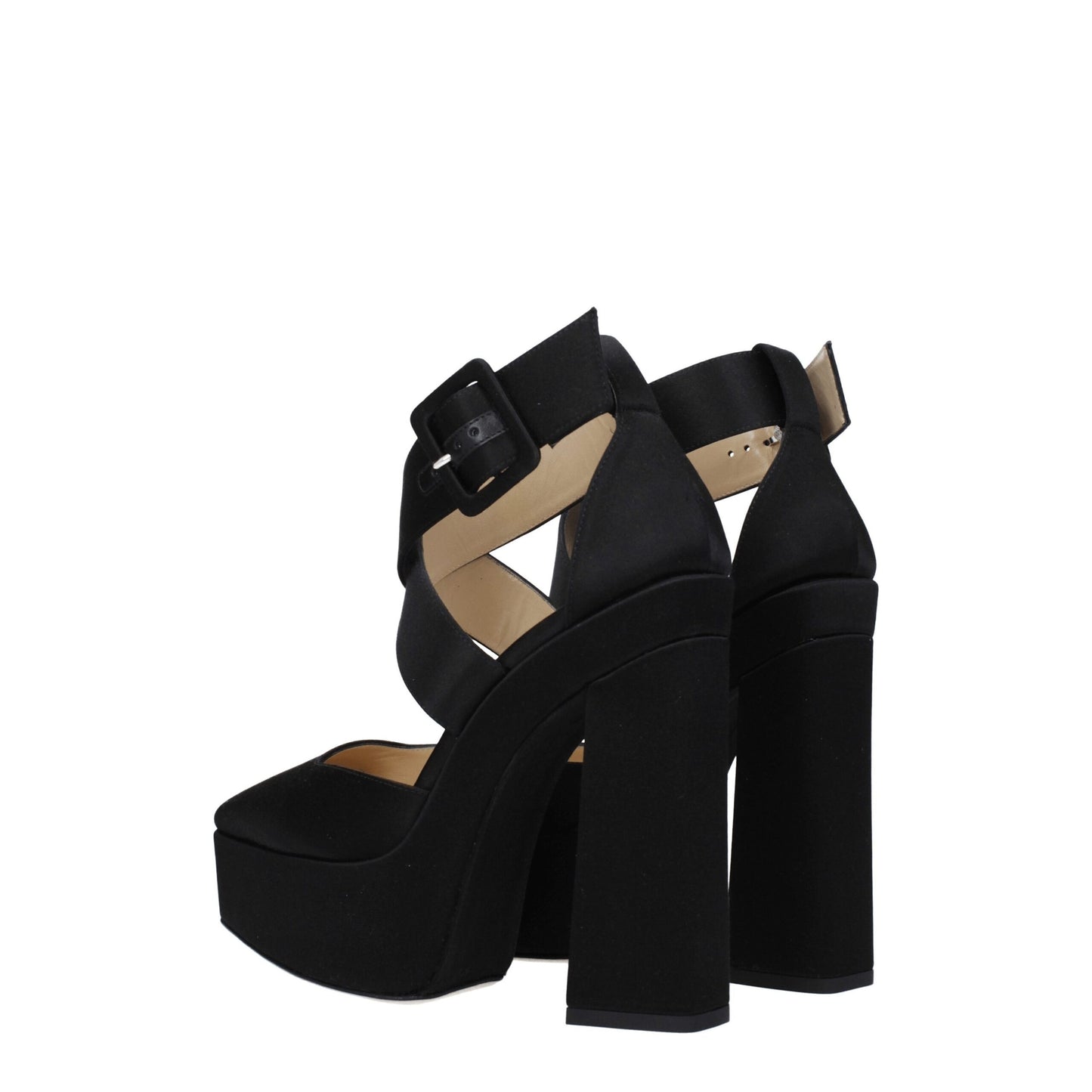 Черни сатенени платформи Jimmy Choo