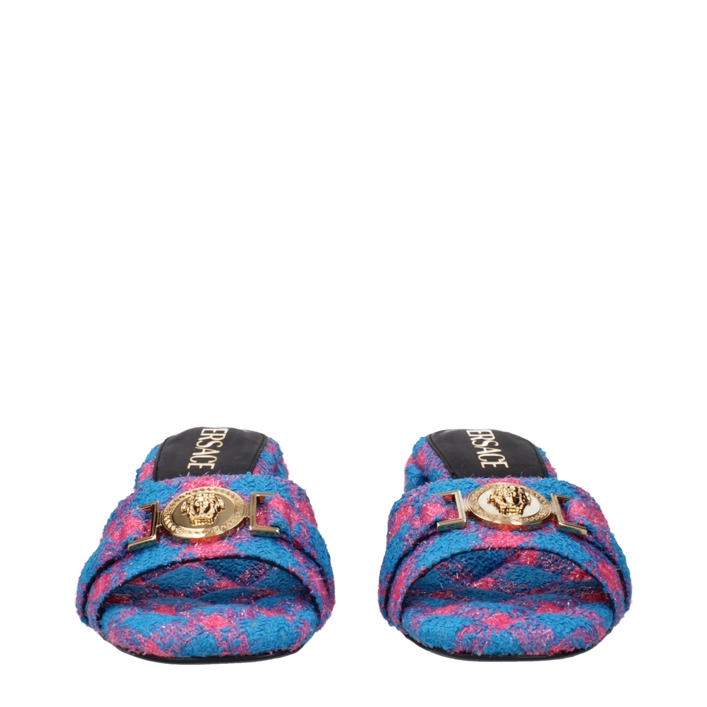 Versace сини платнени платформи