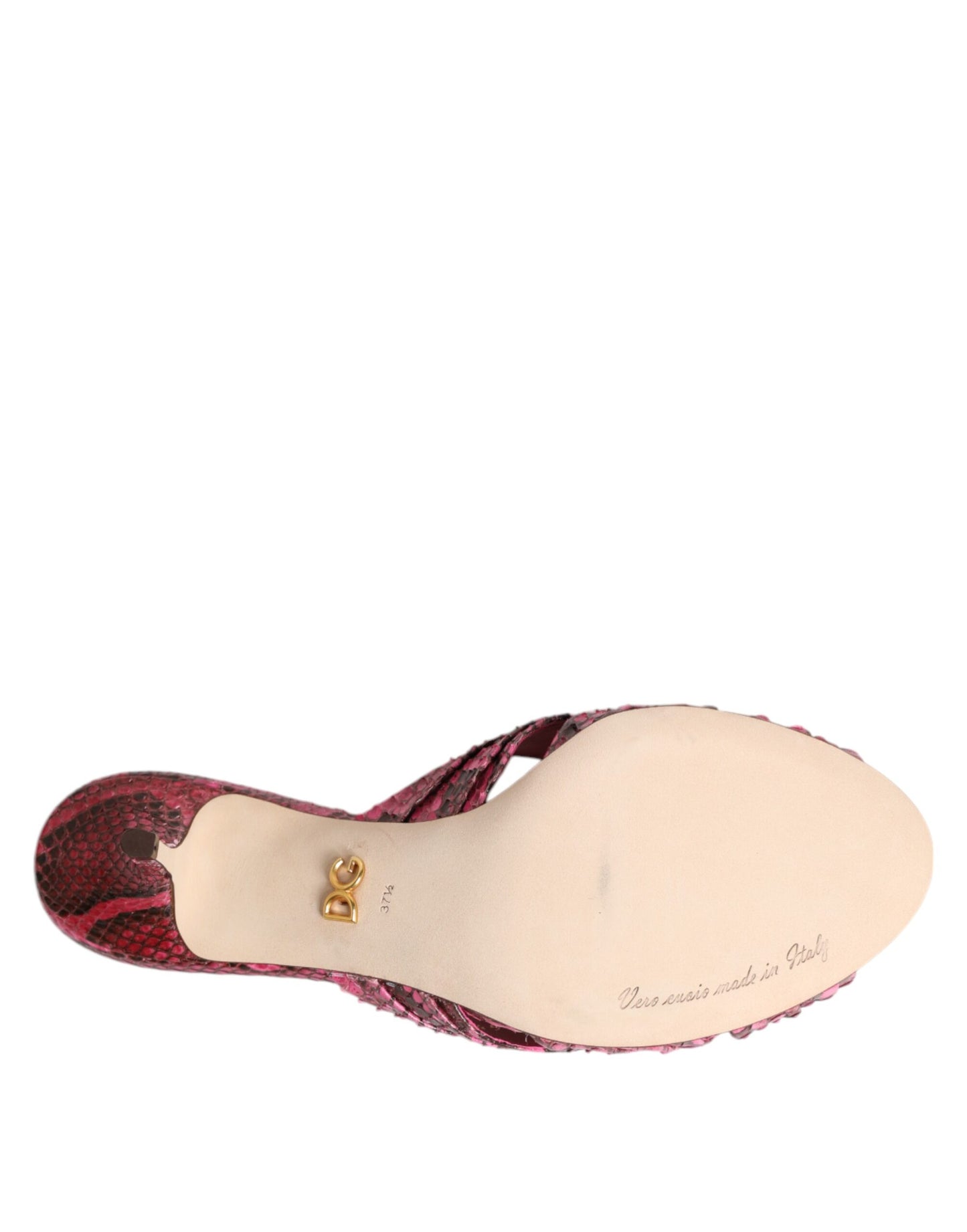 Розови кожени сандали с токчета Dolce & Gabbana