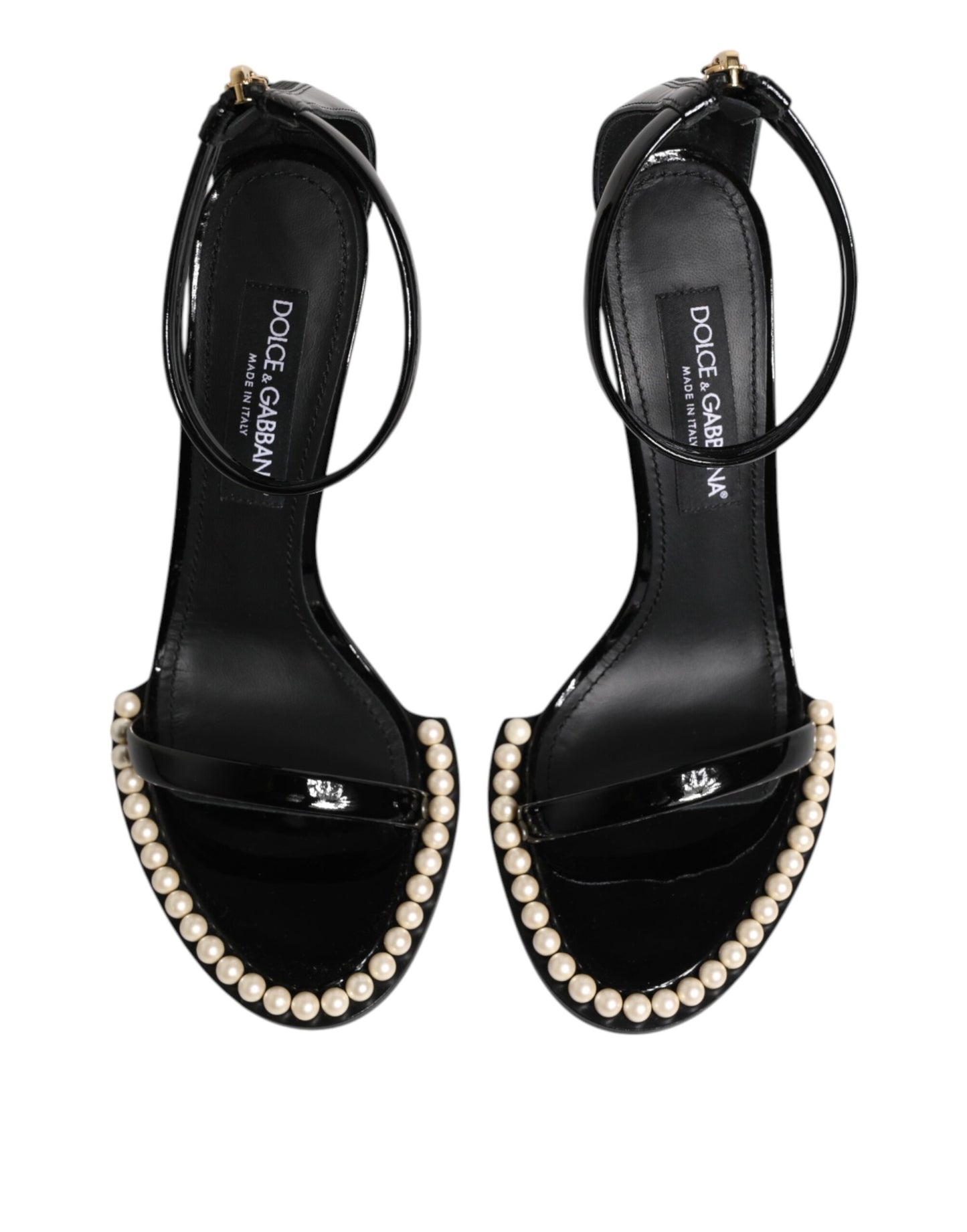 Черни сандали Dolce & Gabbana KEIRA с перлена украса