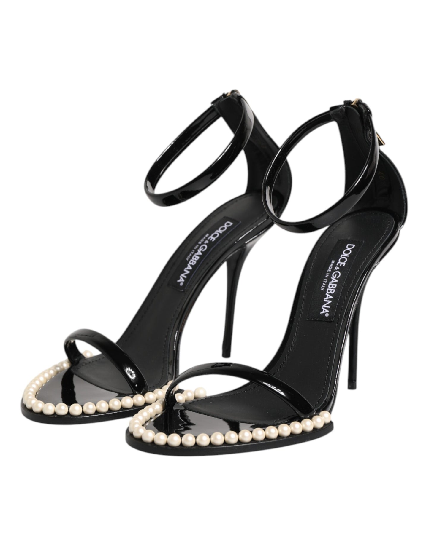 Черни сандали Dolce & Gabbana KEIRA с перлена украса