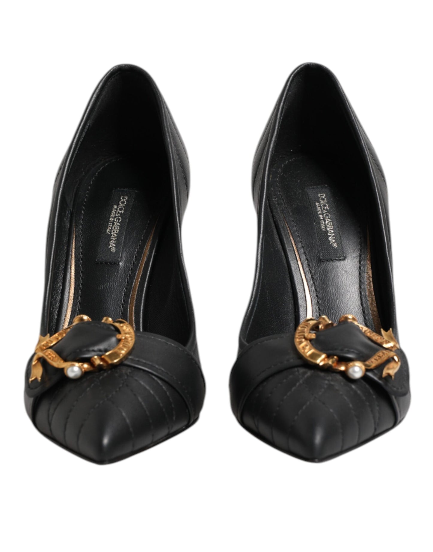 Черни кожени обувки на висок ток Dolce & Gabbana Devotion