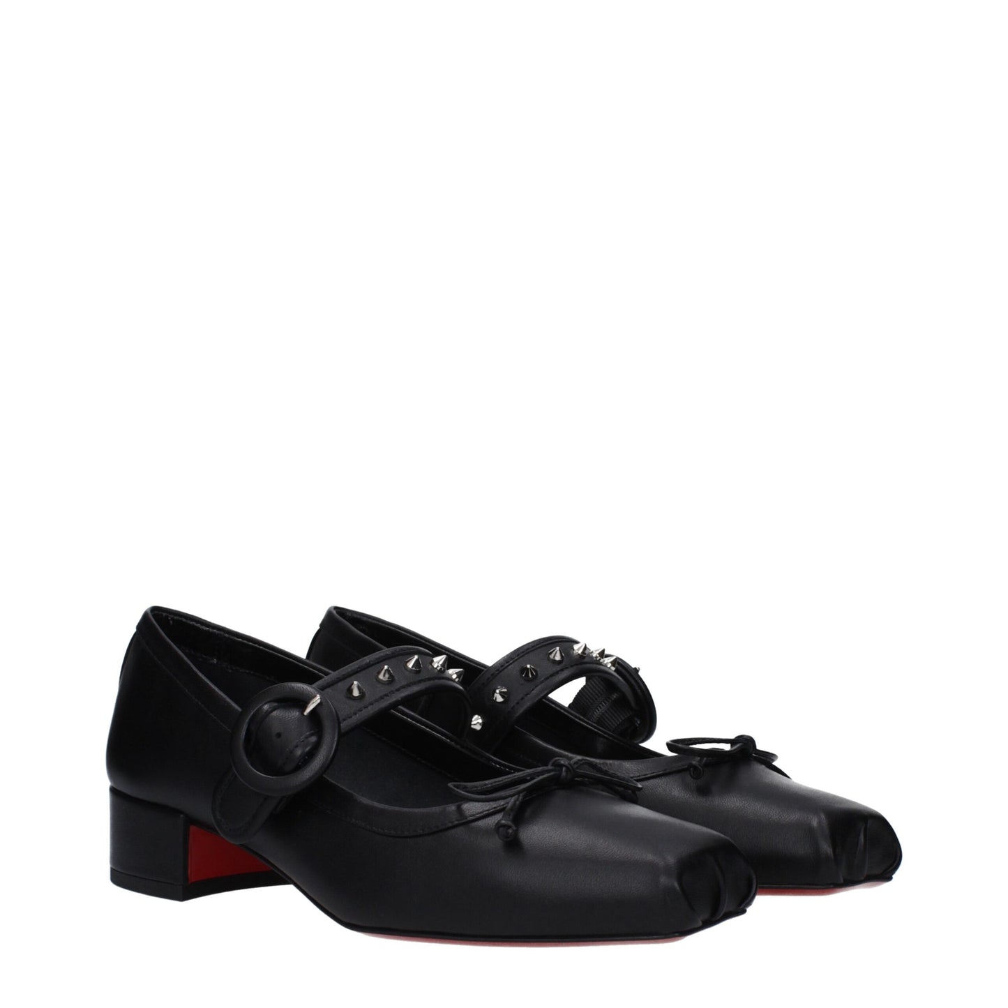 Черни кожени балетки Christian Louboutin