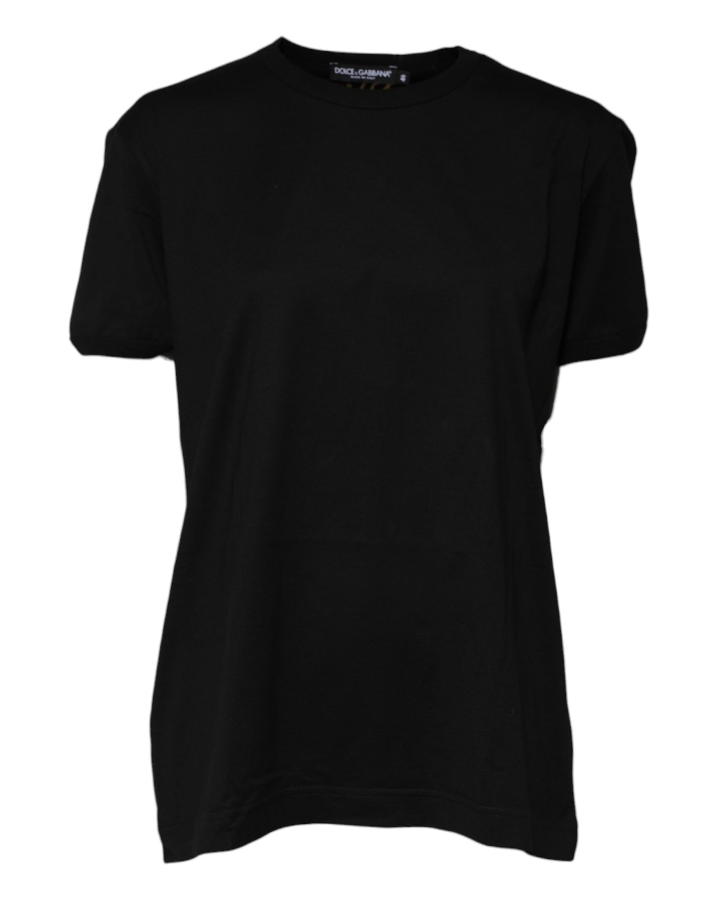 Тениска с кръгло деколте Dolce & Gabbana с черна памучна материя Goodluck Tee