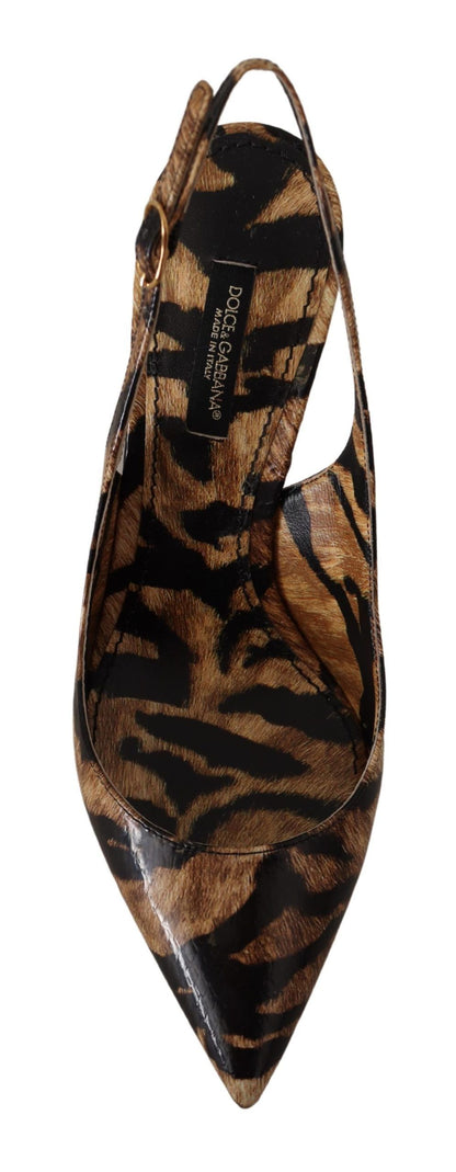 Кафяви кожени обувки Dolce &amp; Gabbana Tiger