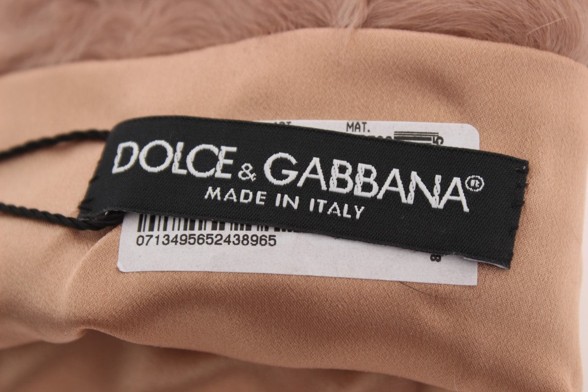 Ръкавици за лакътя Dolce &amp; Gabbana от бежов велур Xiangao Fur