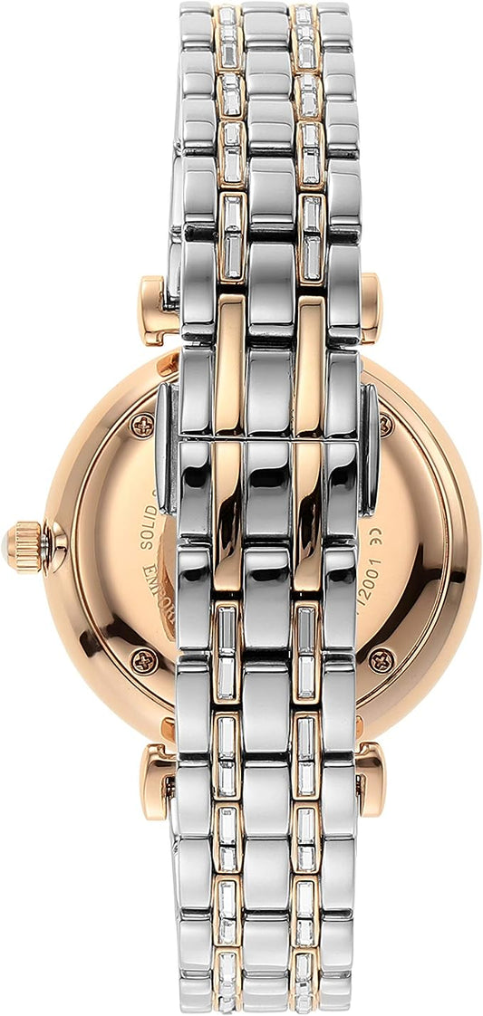 Елегантен двуцветен кристален часовник Emporio Armani