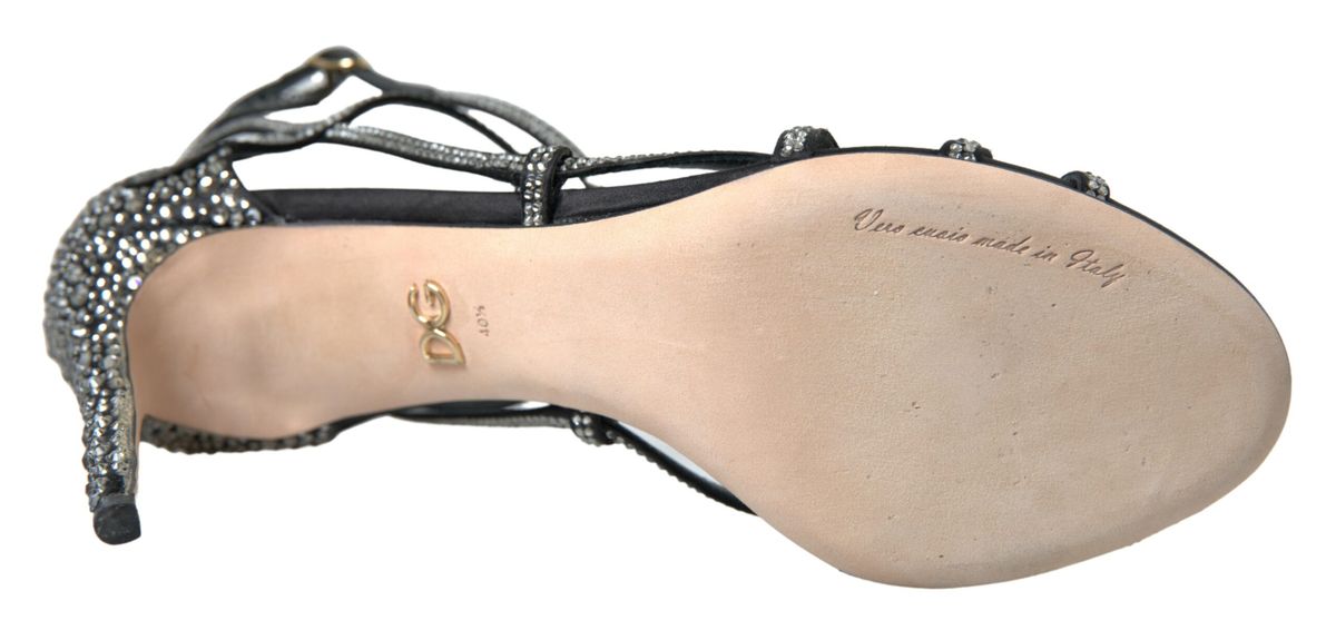 Сандали от сатен с кристали и стилет Dolce &amp; Gabbana