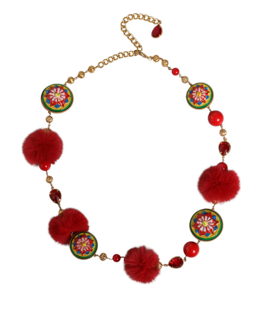 Колан за тореро Dolce &amp; Gabbana с кристали и златен месинг и червена кожа