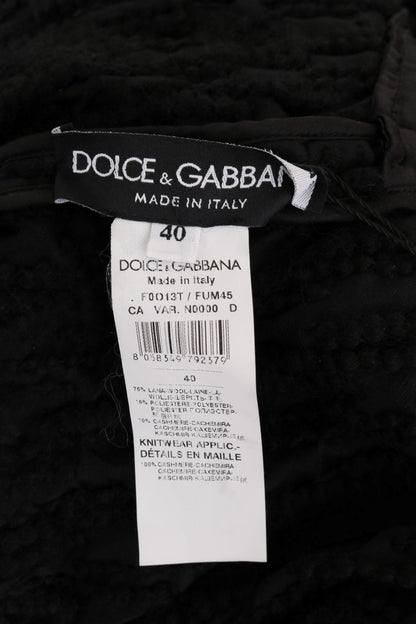 Черен вълнен пуловер с ресни Dolce &amp; Gabbana