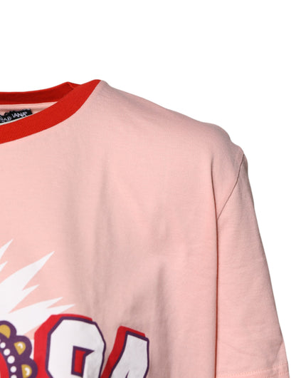 Dolce & Gabbana Pink D&G 84 Print Cotton Crew Neck T-shirt
