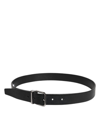 Dolce & Gabbana Black Leather Classic Metal Waist Buckle Belt