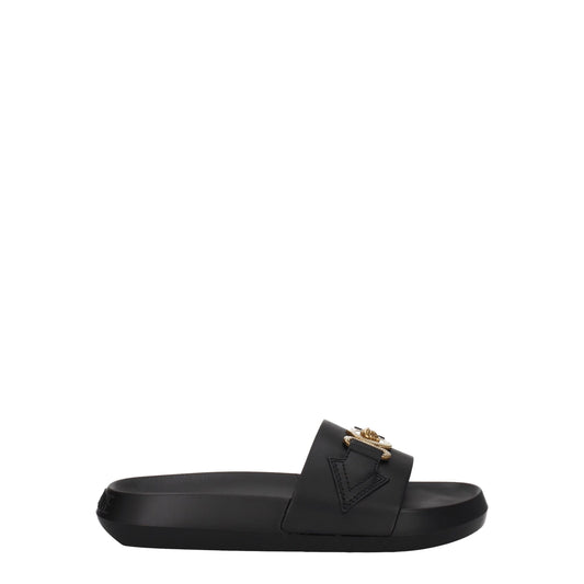 Черни кожени чехли Versace
