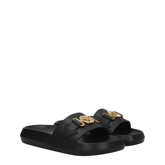 Черни кожени чехли Versace