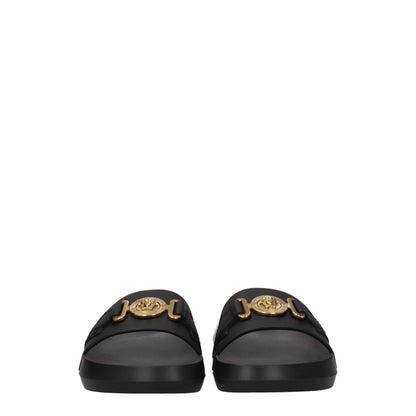 Черни кожени чехли Versace