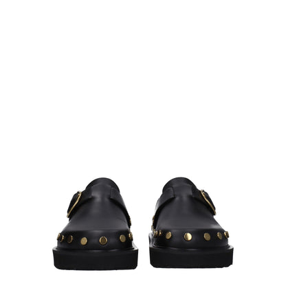 Черни кожени чехли Isabel Marant