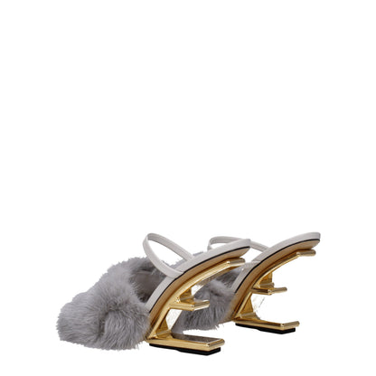 Сандали от сива норка Fendi