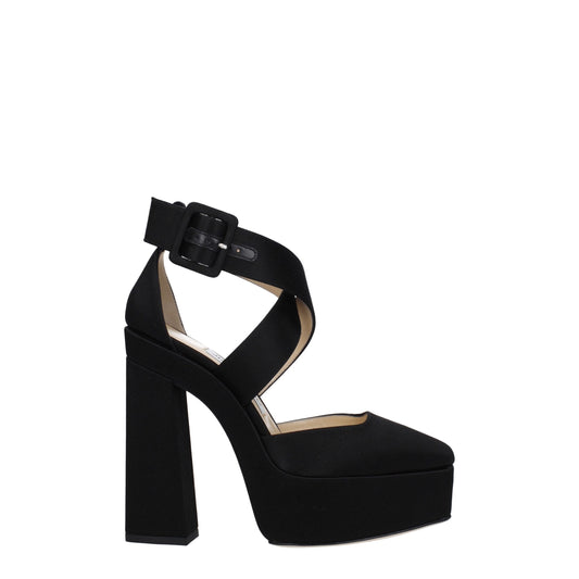 Черни сатенени платформи Jimmy Choo