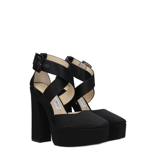 Черни сатенени платформи Jimmy Choo