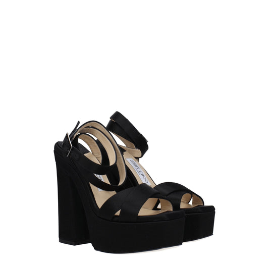Черни сатенени платформи Jimmy Choo