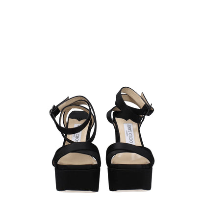 Черни сатенени платформи Jimmy Choo