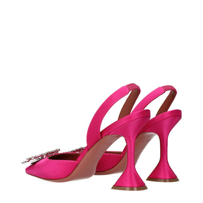 Amina Muaddi Pink Satin High Heel Pumps
