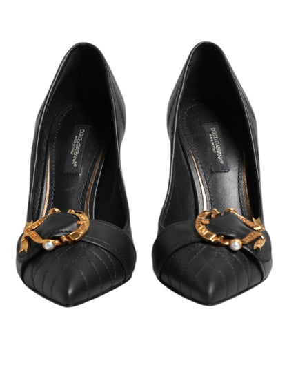 Черни кожени обувки на висок ток Dolce &amp; Gabbana Devotion