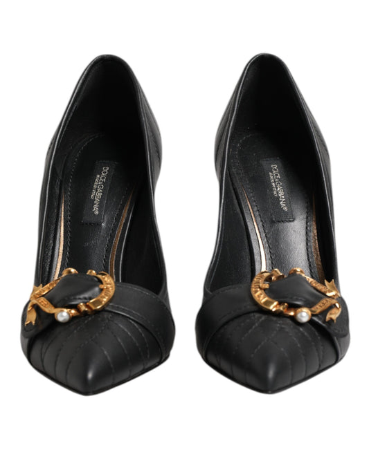 Черни кожени обувки на висок ток Dolce &amp; Gabbana Devotion