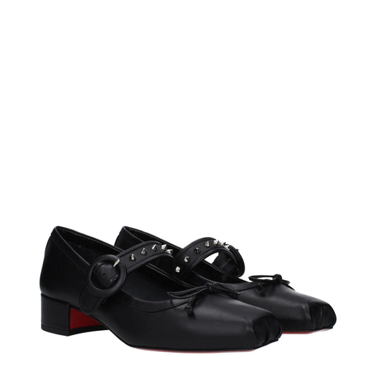 Черни кожени балетки Christian Louboutin