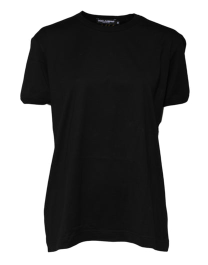 Тениска с кръгло деколте Dolce &amp; Gabbana с черна памучна материя Goodluck Tee