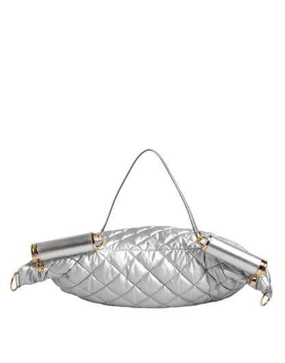 Dolce & Gabbana Silver Quilted Filled Crossbody Shoulder Bag SICILY Bag