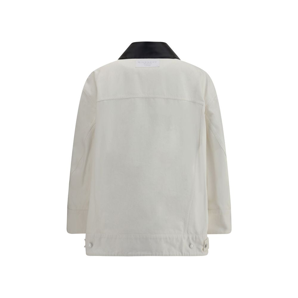 Givenchy Denim Jacket With Leather Collar